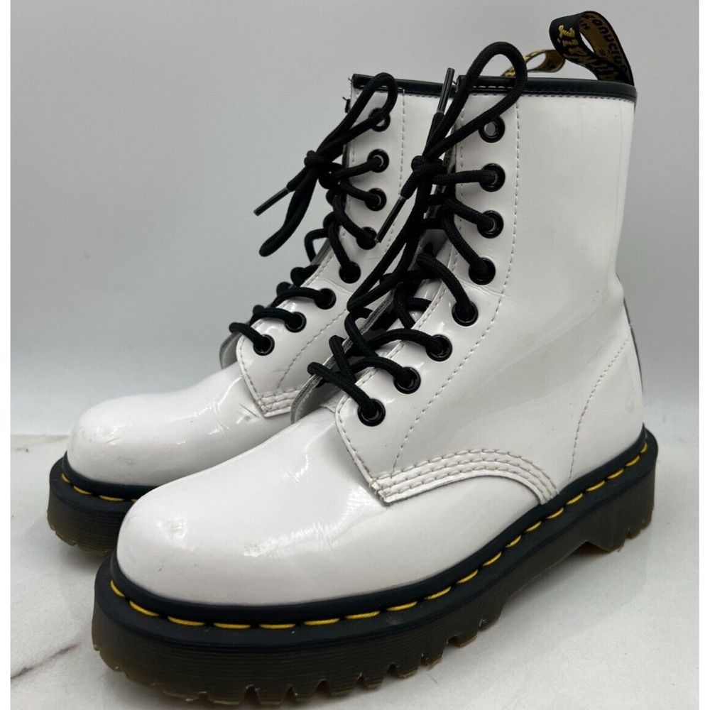 Dr. Martens Boots Womens Sz 6 Jadon White Patent Leather Platform 15265001